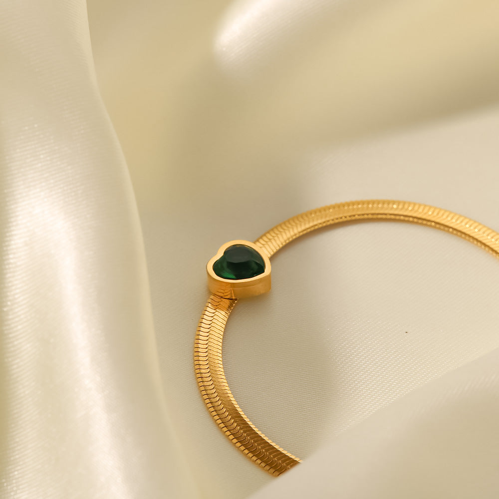 18K Gold Plated Heart Zircon Bracelet – Elegant Crystal Jewelry