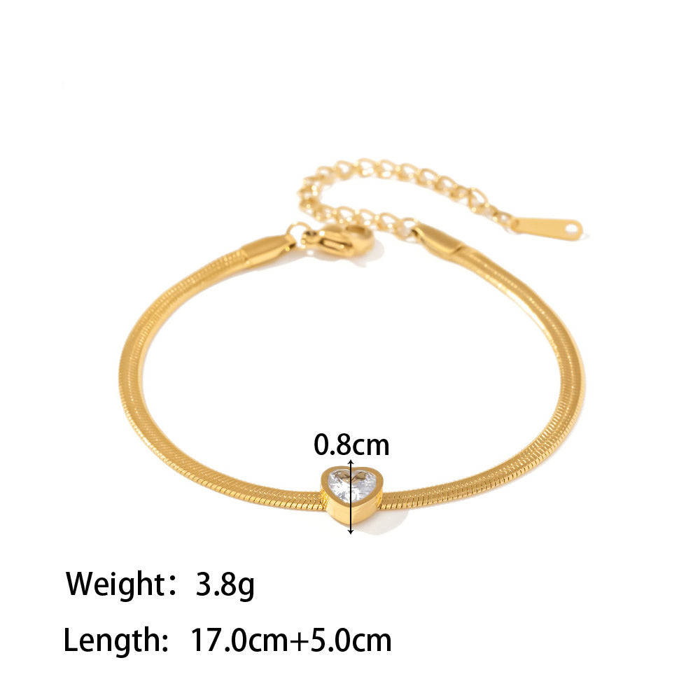 18K Gold Plated Heart Zircon Bracelet – Elegant Crystal Jewelry