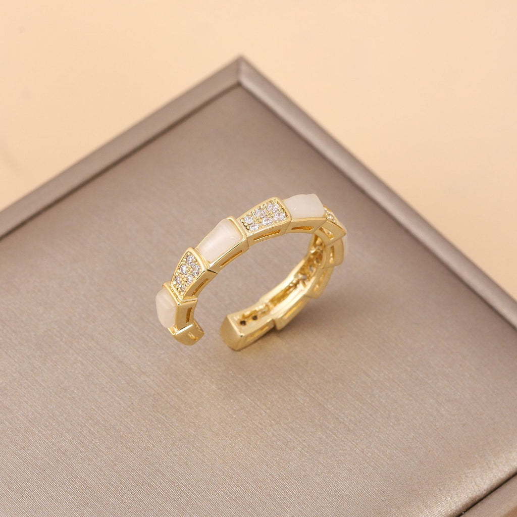 Light Luxury Zircon Open Ring for Women