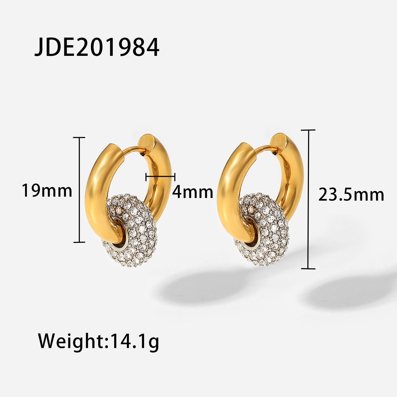 Zircon Hoop Drop Earrings 18K Gold Earrings for Women