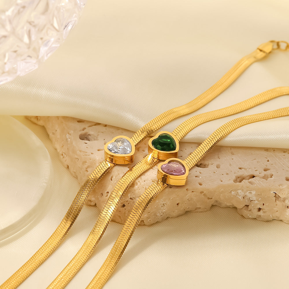 18K Gold Plated Heart Zircon Bracelet – Elegant Crystal Jewelry