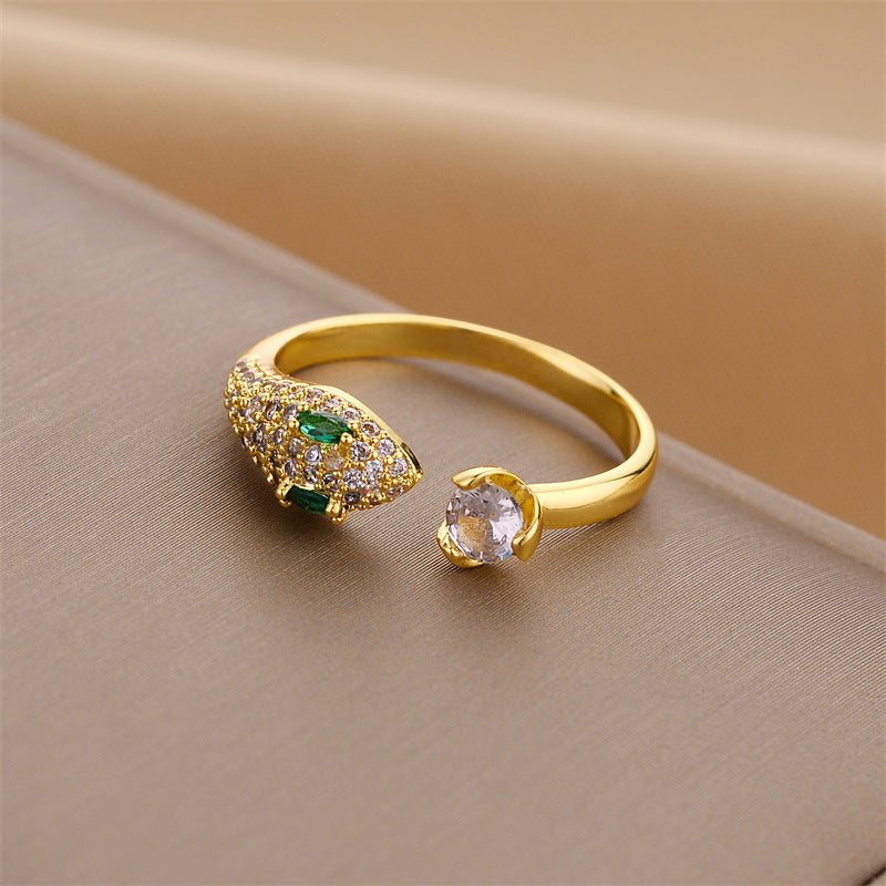 Trendy Zircon Serpentine Open Ring – Elegant Adjustable Jewelry
