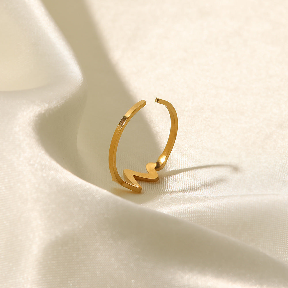 18K Gold Plated Heartbeat Ring – Versatile Love Jewelry