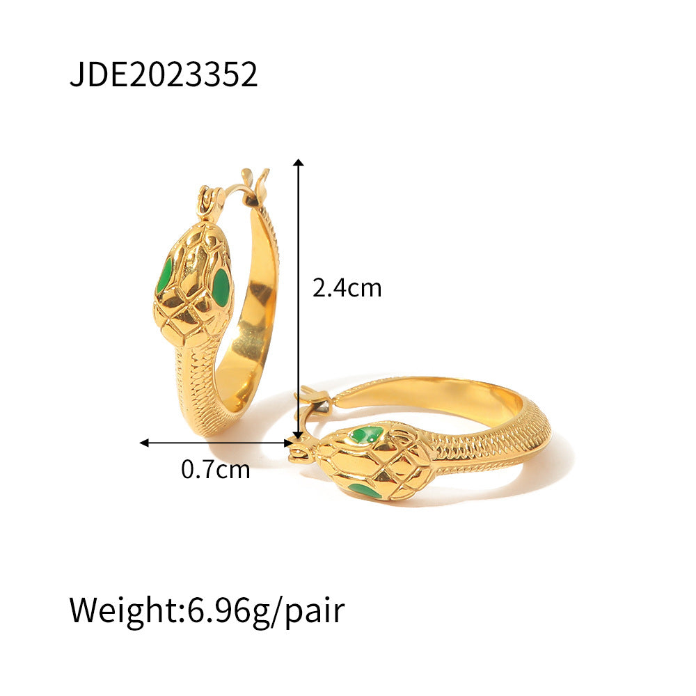 18K Gold Inlaid Snake Earrings – Elegant Luxury Jewelry