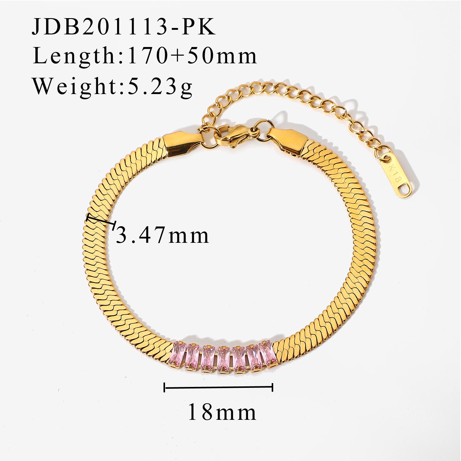 Rectangular Zircon Blade Bracelet – Elegant Sparkling Jewelry