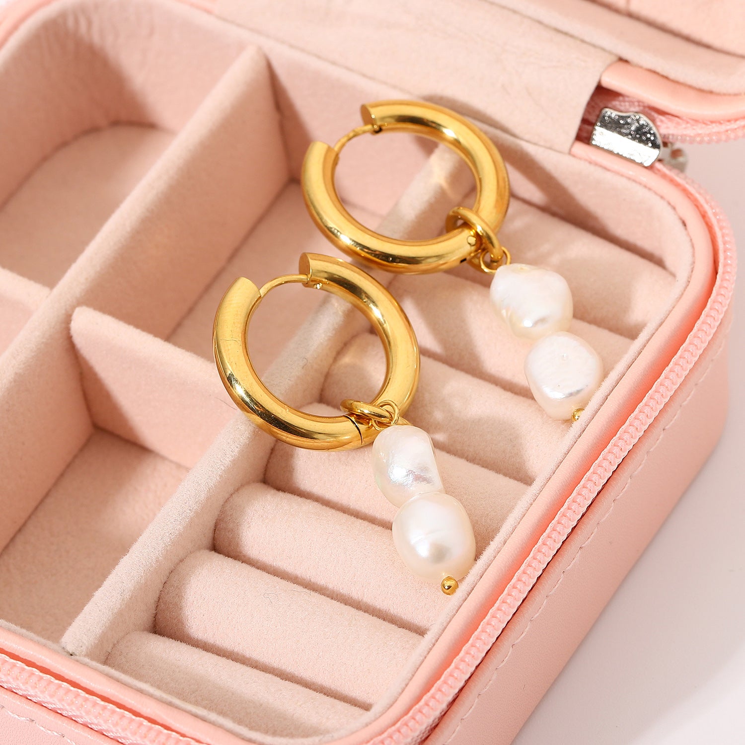 18K Gold Pearl Drop Double Earrings – Elegant Luxury Jewelry