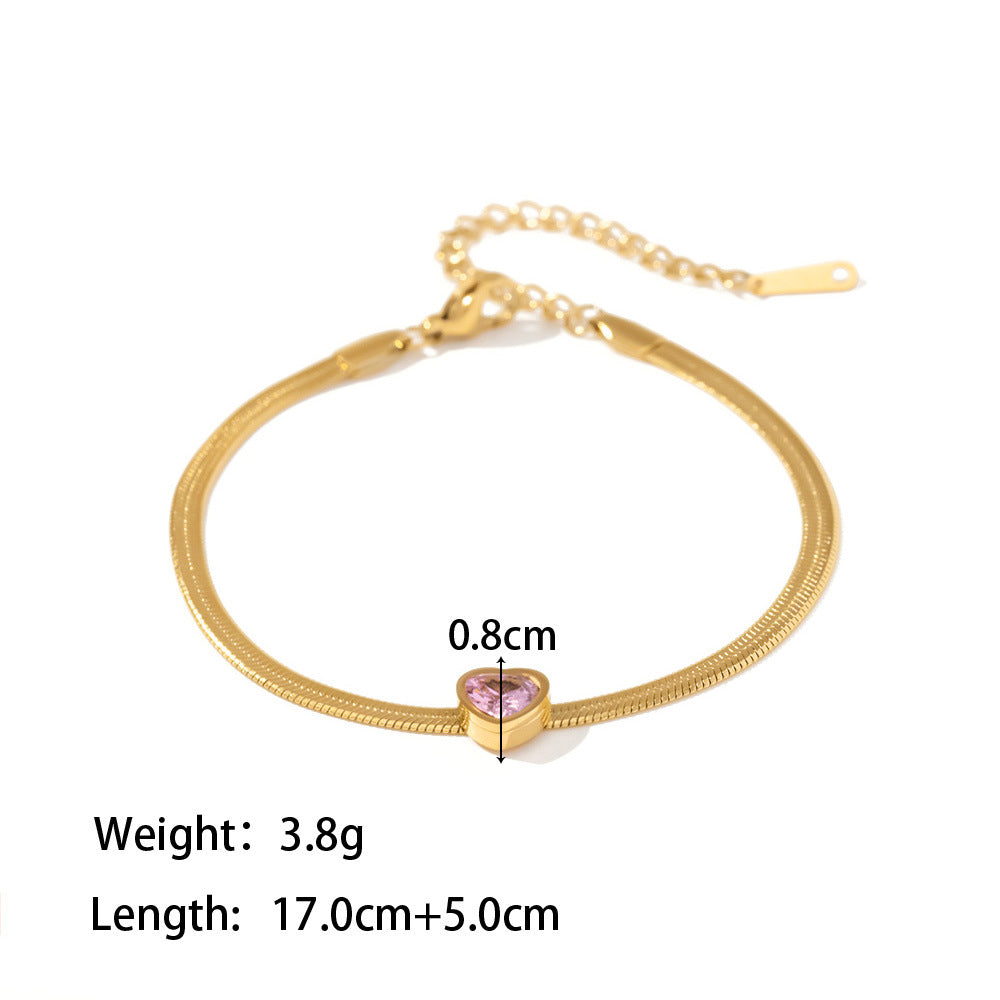 18K Gold Plated Heart Zircon Bracelet – Elegant Crystal Jewelry