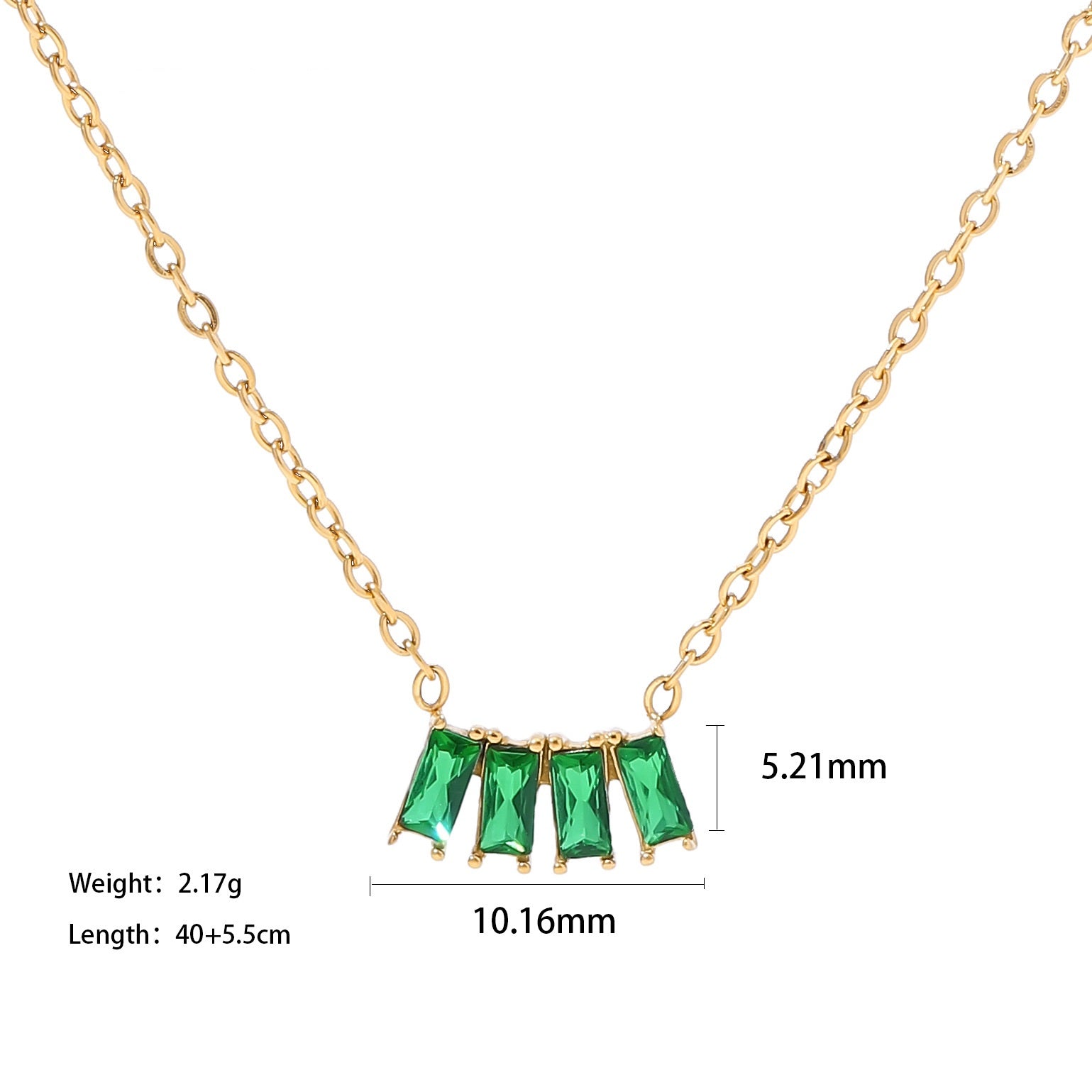 18K Gold Plated Zircon Necklace with Pink, White & Green Stones
