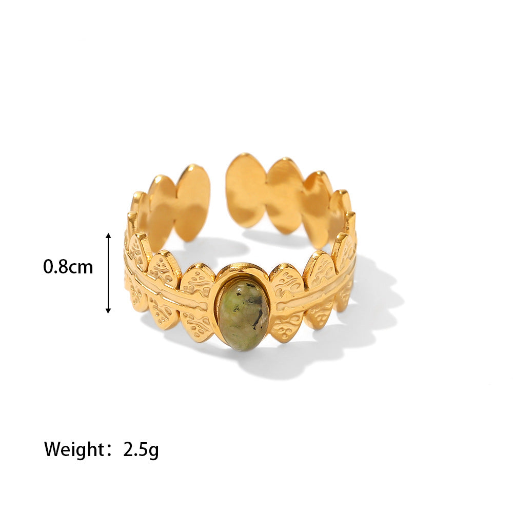 18K Gold Plated African Turquoise Adjustable Ring for Women