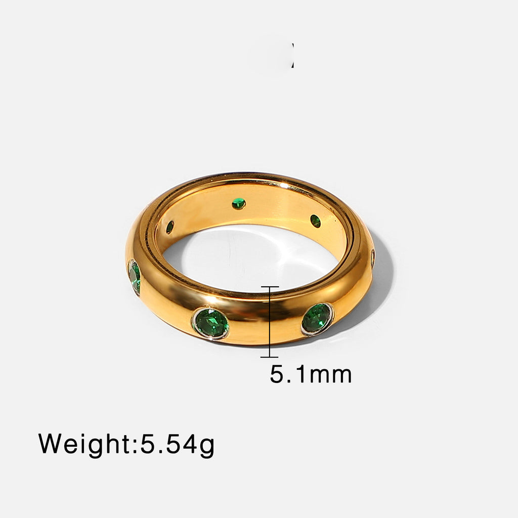 Vintage Style Green Pink White Zircon Ring for Elegant Women