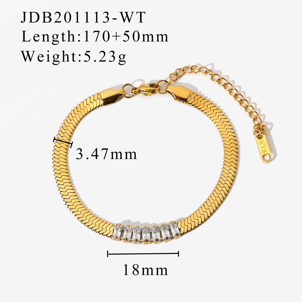 Rectangular Zircon Blade Bracelet – Elegant Sparkling Jewelry
