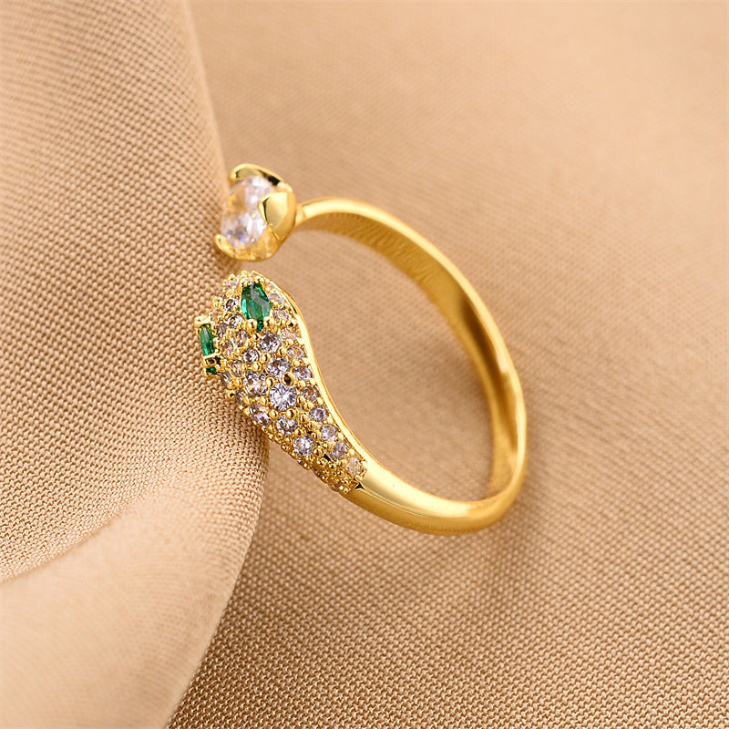 Trendy Zircon Serpentine Open Ring – Elegant Adjustable Jewelry