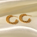 18K Gold-Plated C-Shaped Twist Earrings for Women