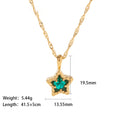18K Gold Plated Pentagram Pendant Necklace with White Zircon