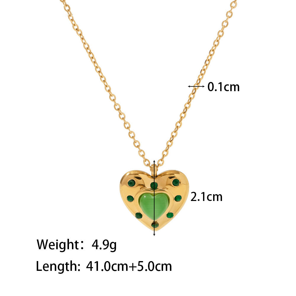 Love Opal Outer Ring Diamond Fashion Pendant Necklace