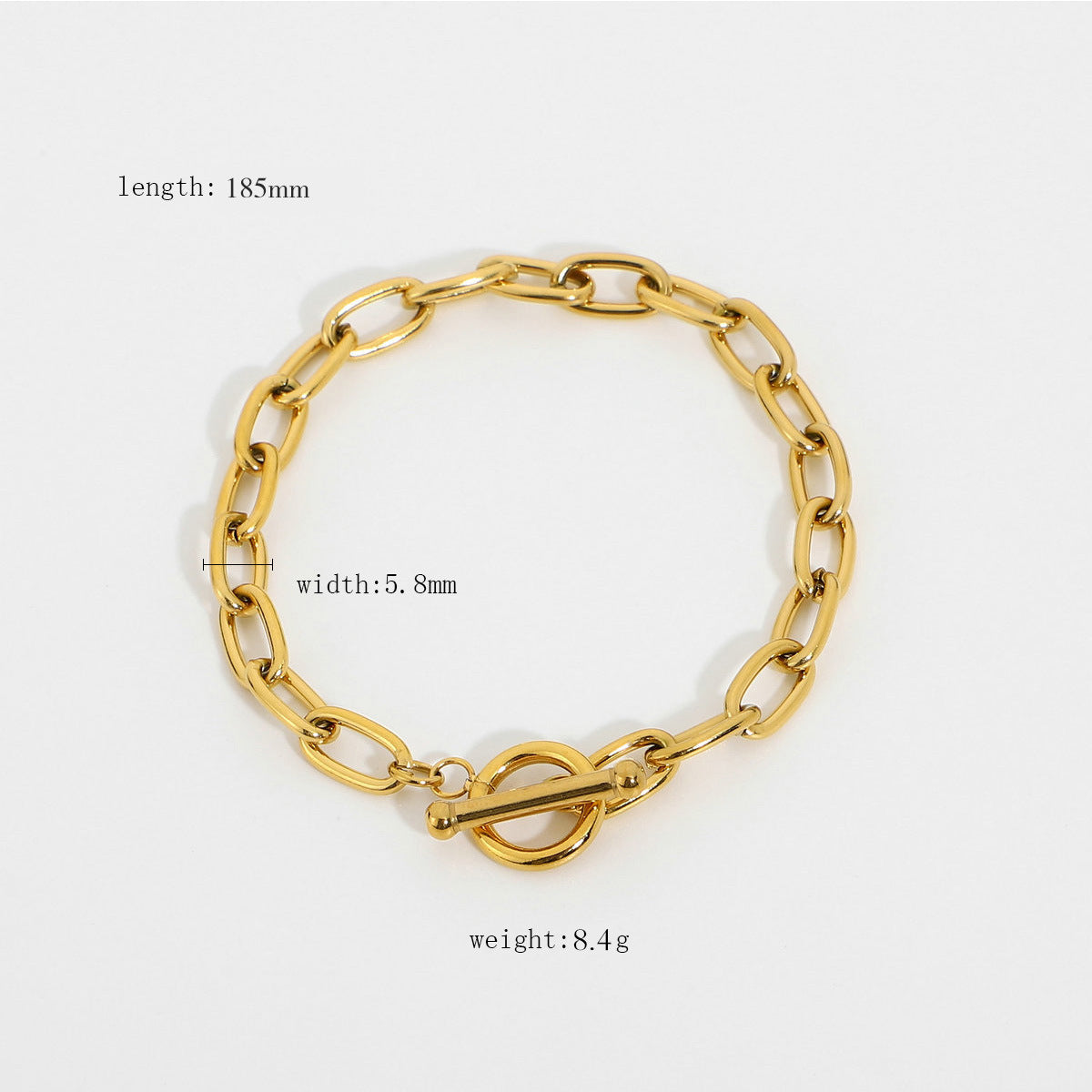 Gold Plated Stainless Steel Oval Bracelet | OT Ring Jewelry