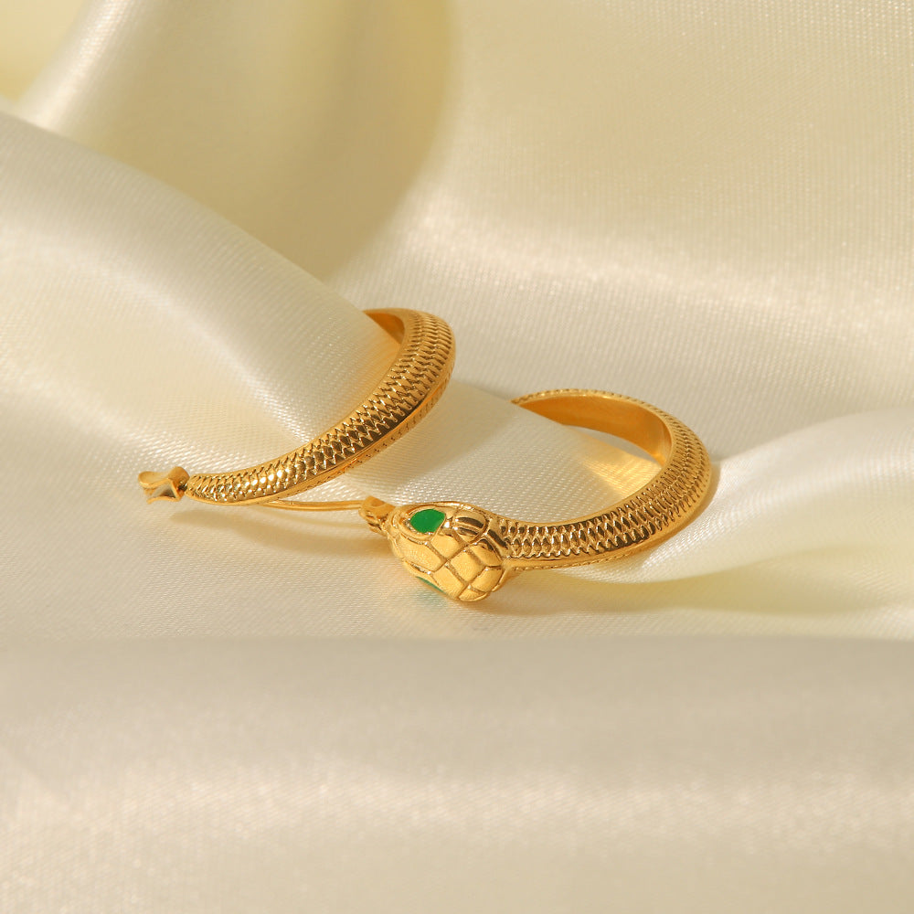 18K Gold Inlaid Snake Earrings – Elegant Luxury Jewelry