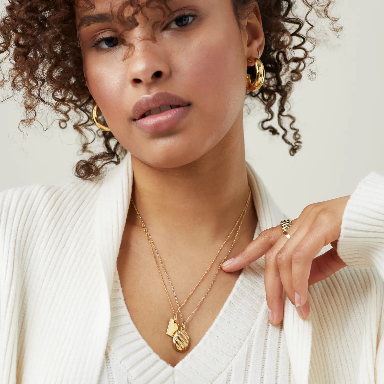 French Style Plated 18K Gold Spiral Necklace for Women