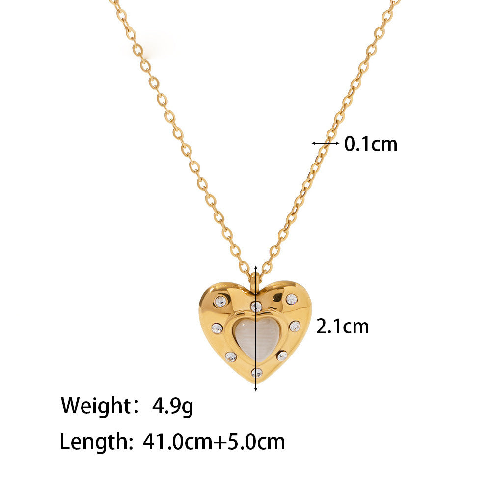 Love Opal Outer Ring Diamond Fashion Pendant Necklace