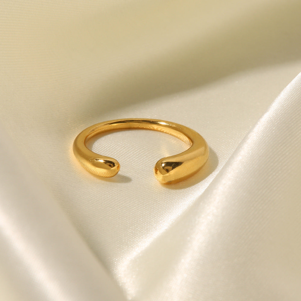18K Gold Geometric Open Ring – Minimalist Adjustable Band