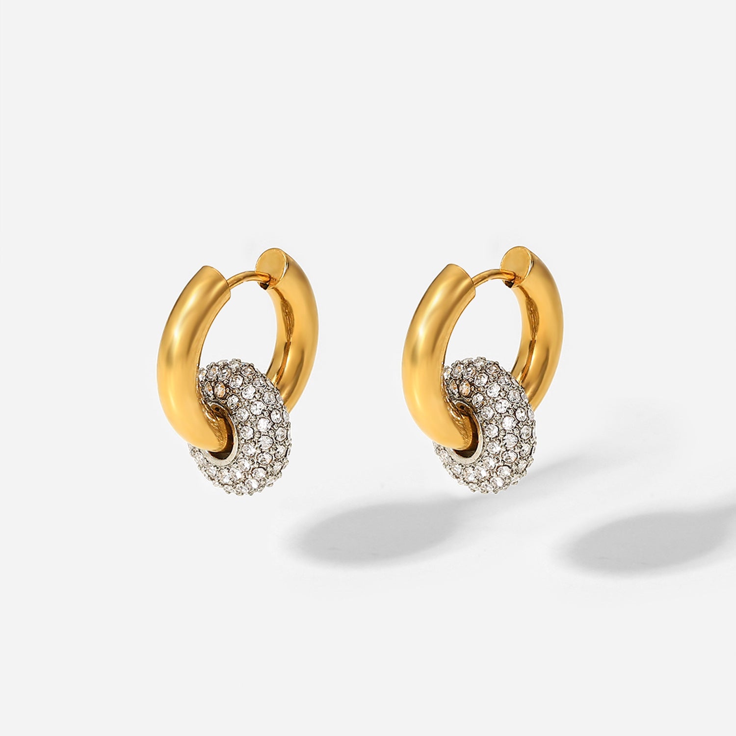 Zircon Hoop Drop Earrings 18K Gold Earrings for Women